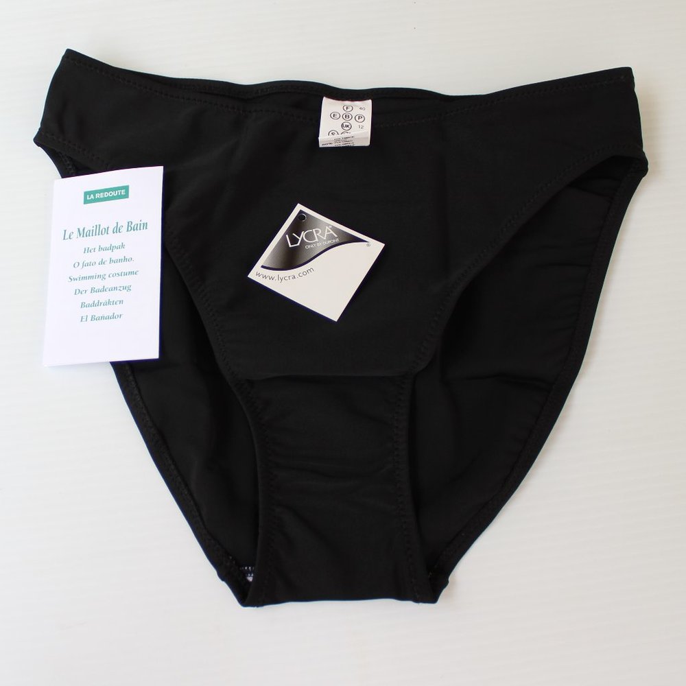 Women's NWT Black High Cut Bikini Bottom Sz 8